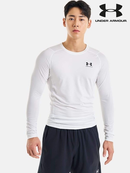 Under Armour White/Black HeatGear Fitted Long Sleeve Base Layer T-Shirt (198278) | €45