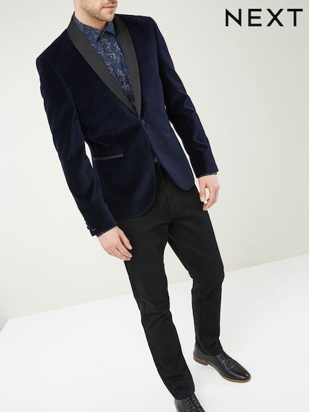 Navy Blue Slim Velvet Jacket (198315) | €20