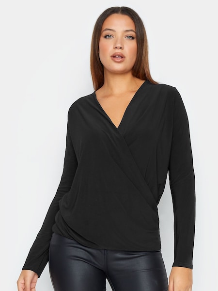 Black - Long Tall Sally ITY Wrap Top (198359) | 112 LEI