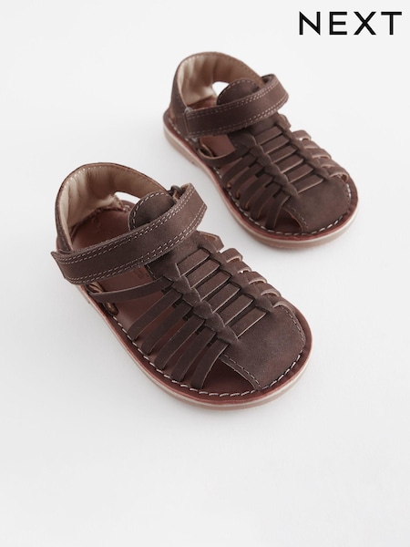 Chocolate Brown Leather Closed Toe Sandals (198473) | €12 - €15
