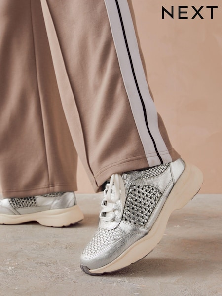 Серебряный - Signature Leather Weave Detail Chunky Trainers (198711) | €12