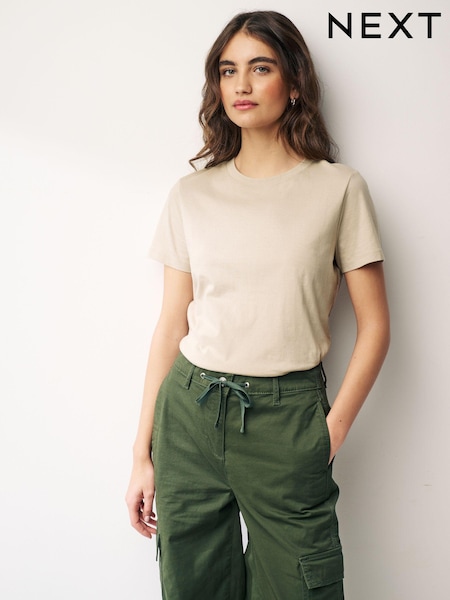Stone Natural 100% Cotton Short Sleeve Crew Neck T-Shirt (199506) | AED10
