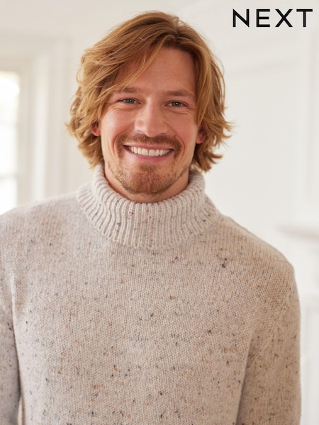 Neutral Regular Flecked Knitted Roll Neck Jumper (199592) | €17.50