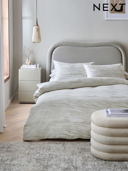 Silver/White Valencia Marble Jacquard Duvet Cover and Pillowcase Set (199912) | AED127 - AED196