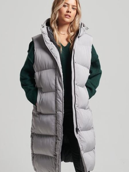 Superdry Grey Longline Hooded Padded Gilet (1BF974) | €79