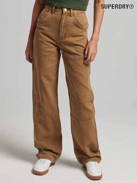Superdry Brown Wide Leg Carpenter Trousers (1FB635) | €22.50