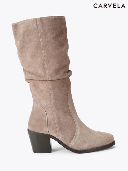 Nude - Carvela Secilly Suede Mid Calf Boots