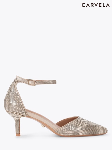 Gold - Carvela Shinier Court Emebellished Heeled Shoes