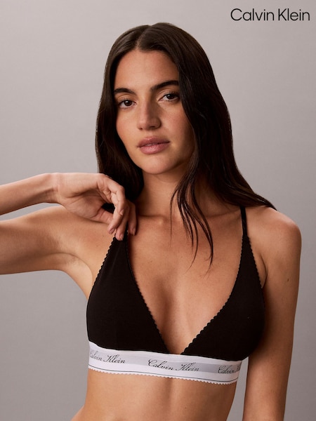 Black - Calvin Klein Triangle Bra Icon Cotton Modal