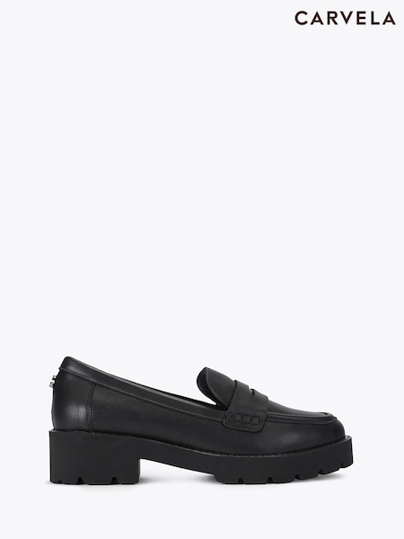 Қара - Carvela Snap Chunky Leather Loafer Shoes
