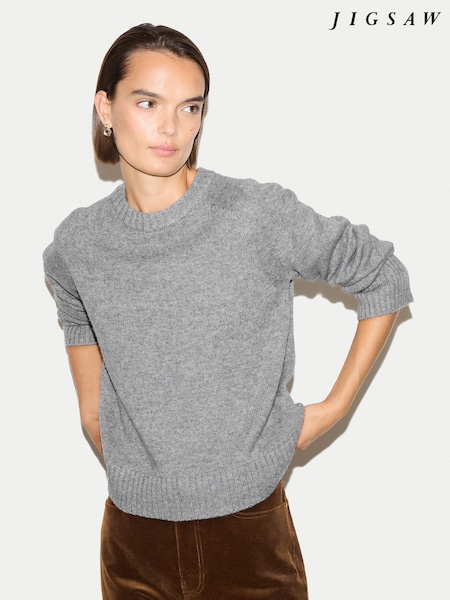Gri - Jigsaw Wool Cashmere Saddle Jumper