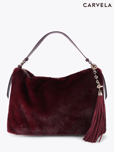 Red - Carvela Gina Fur Hobo Bag