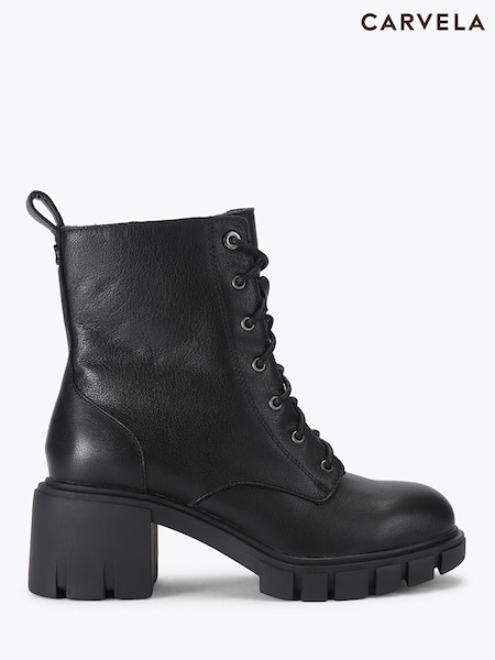 Black - Carvela Ignite Lace Up Leather Ankle Boots