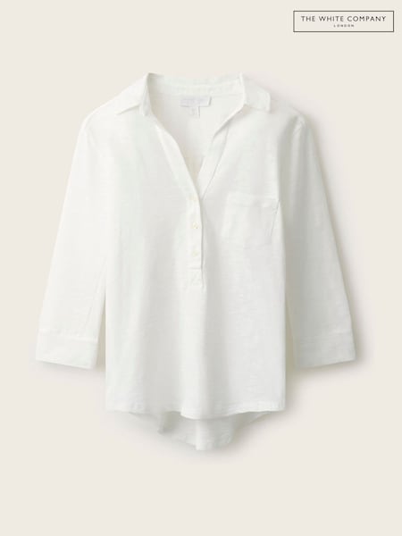 White - The White Company The Perfect Cotton Rib Side Shirt