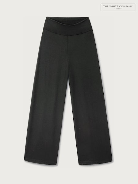Black - The White Company Roll Top Wide Leg Lounge Trousers