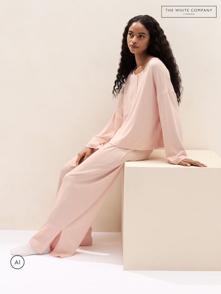 Қызғылт - The White Company Джерси супер жұмсақ Хенли пижама жиынтығы