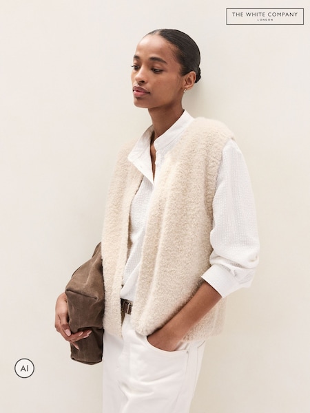 Brun - Gilet en maille bouclée The White Company