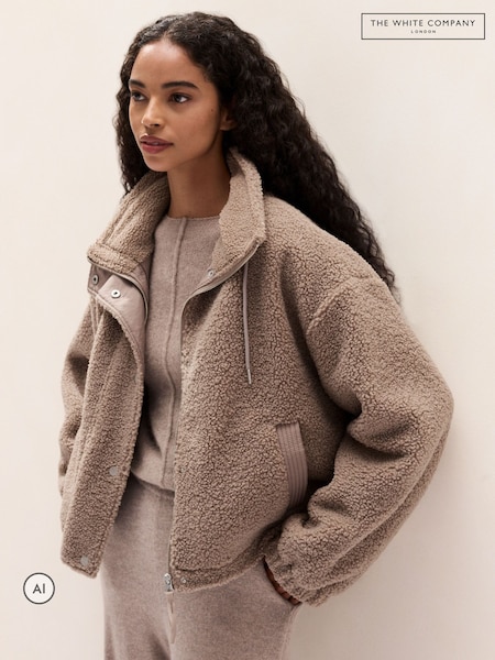 Brown - The White Company Borg Zip Through Jacket