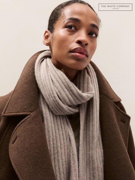 Grey - The White Company Cashmere Ribbed Scarf