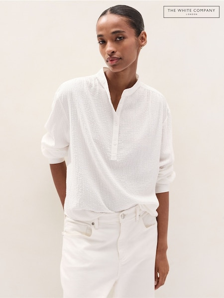 Bílá - The White Company Boho halenka s vysokým límečkem