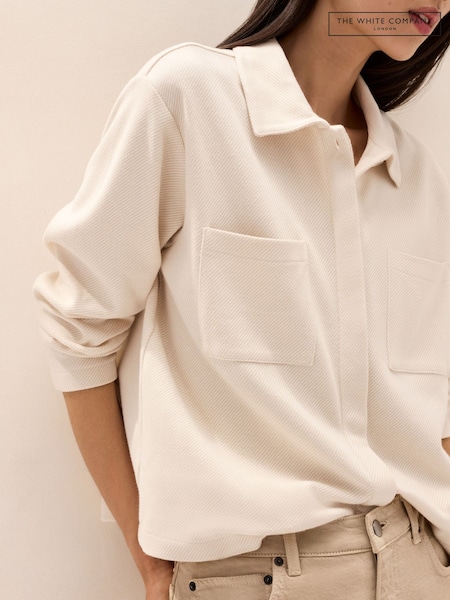 White - The White Company Brushed Cotton Boxy Jersey Shirt With Cotton