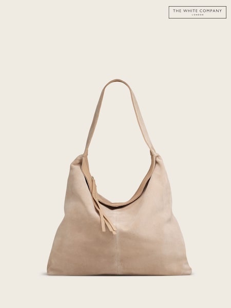 لون طبيعي - حقيبة هوبو كبيرة شمواه من The White Company