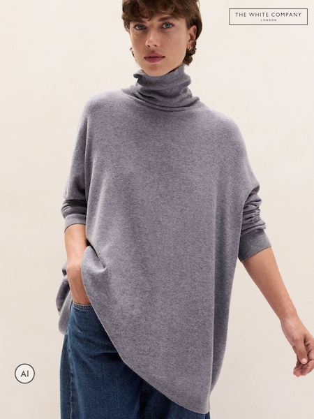 Grey - The White Company Oversized Longline Funnel Neck Jumper With Cashmere