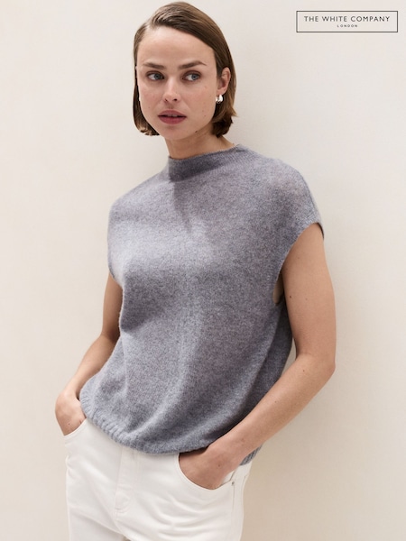 Grau - The White Company Layering Cashmere High Neck Knitted T-shirt