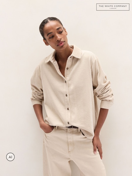Cream - The White Company Relaxed Cord Boyfriend Shirt