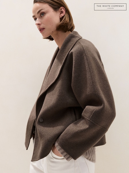 Brown - The White Company Double Faced Short Cocoon Sleeve Coat
