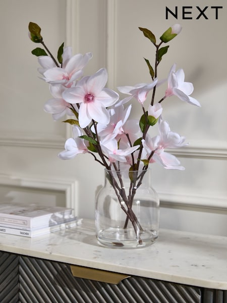 White Glass Magnolia Arrangement Artificial Flowers (201496) | AED208