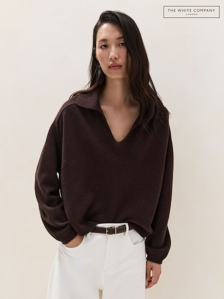 Brown - The White Company Collared Jumper With Cashmere
