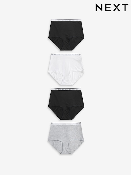 أبيض/أسود/رمادي - Cotton Rich Logo Knickers 4 Pack (201787) | ‏7 د.ك.‏