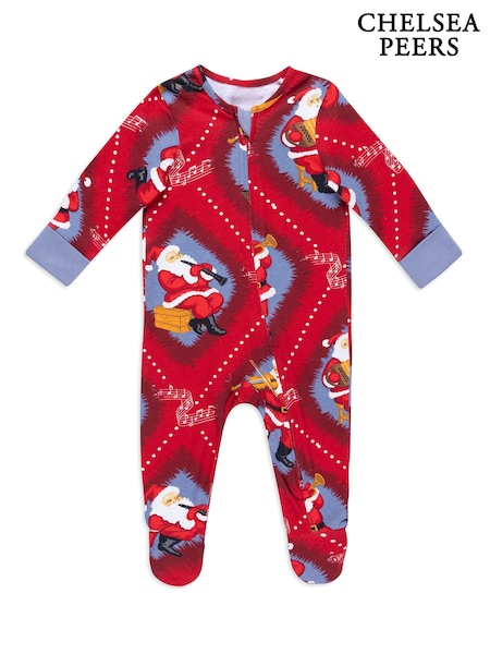 Rojo - Chelsea Peers Baby Cotton Christmas Santa Songbook Print Sleepsuit