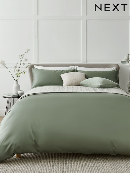 Sage Green 400 Thread Count 100% Egyptian Cotton Sateen Luxury Duvet Cover and Pillowcase Set (201983) | MYR 256 - MYR 419