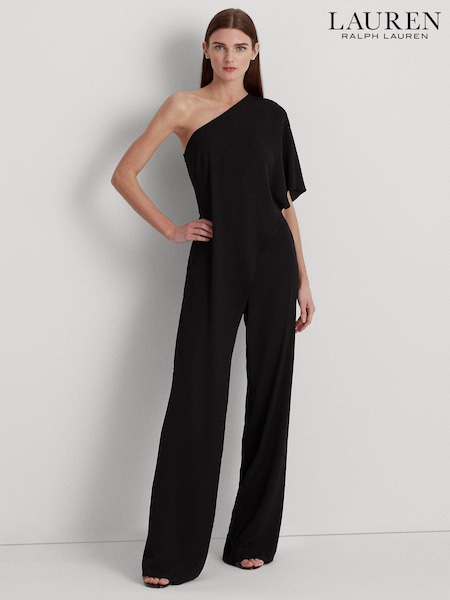 Lauren Ralph Lauren Cape Georgette One Shoulder Black Jumpsuit (202096) | €80