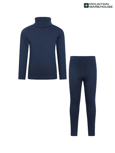 Mountain Warehouse Blue Meribel Kids Thermal 100% Cotton Top and Pants Set (202183) | Mex$695