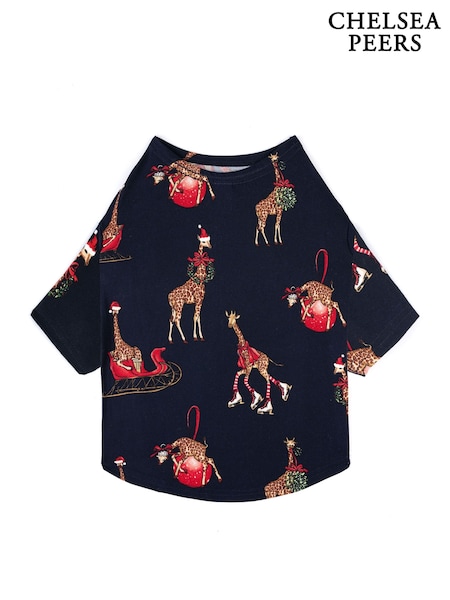 Chelsea Peers Pets Cotton Christmas Giraffe Print Pyjamas T-shirt