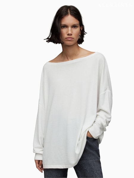 AllSaints White Off The Shoulder Rita Top (202241) | ₪246