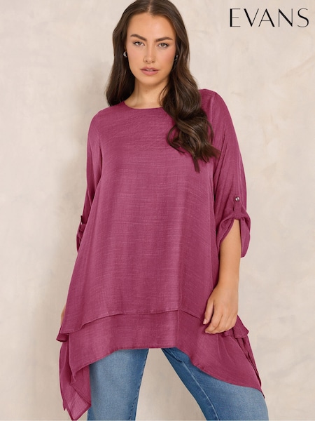 Red - Evans Double Layer Blouse