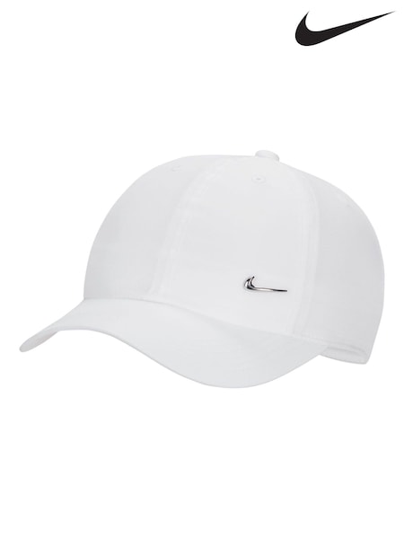 White - Regular Nike Dri Fit Club Kids Unstructured Metal Swoosh Cap