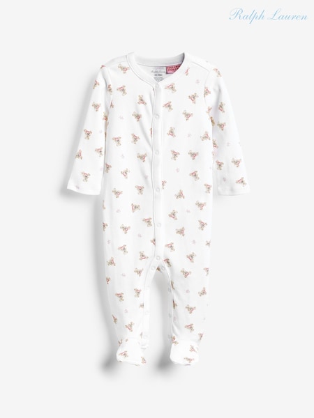Polo Ralph Lauren Girls Baby Pink Bears100% Cotton Babygrow (202350) | €32