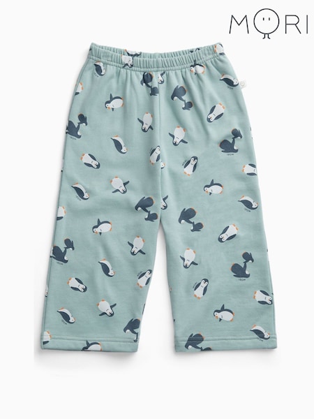 Blue - Mori Penguin Print Joggers