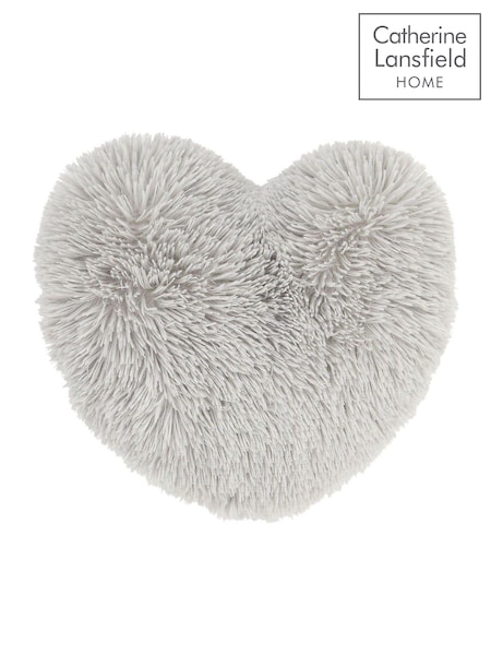 Catherine Lansfield Silver So Soft Cuddly Heart Shaped Cushion (202804) | AED93
