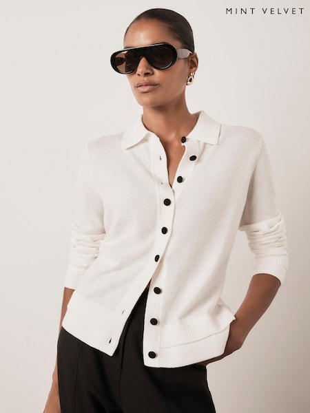 Cream - Mint Velvet Layered Detail Knit Cardigan