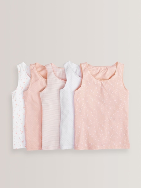 Pink/White Star/Stripe 5 Pack Vests (1.5-12yrs) (202967) | €11 - €15