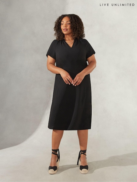 Live Unlimited Curve Jacquard Shirred Shoulder Black  Dress (203035) | €41.50
