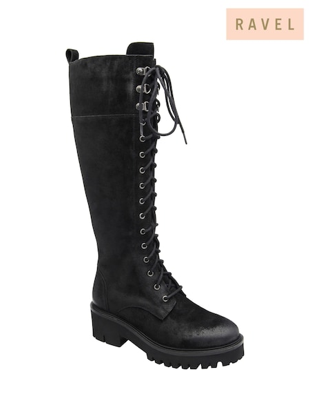 Noir - Bottes Ravel à lacets jusqu’aux genoux