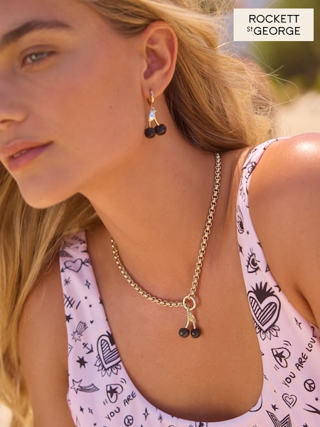 Rockett St George Gold Tone Cherry Pendant Charm Necklace (203200) | AED58