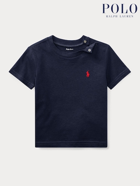 Polo Ralph Lauren Navy Blue Baby 100%Cotton Jersey Logo T-Shirt (203380) | €60